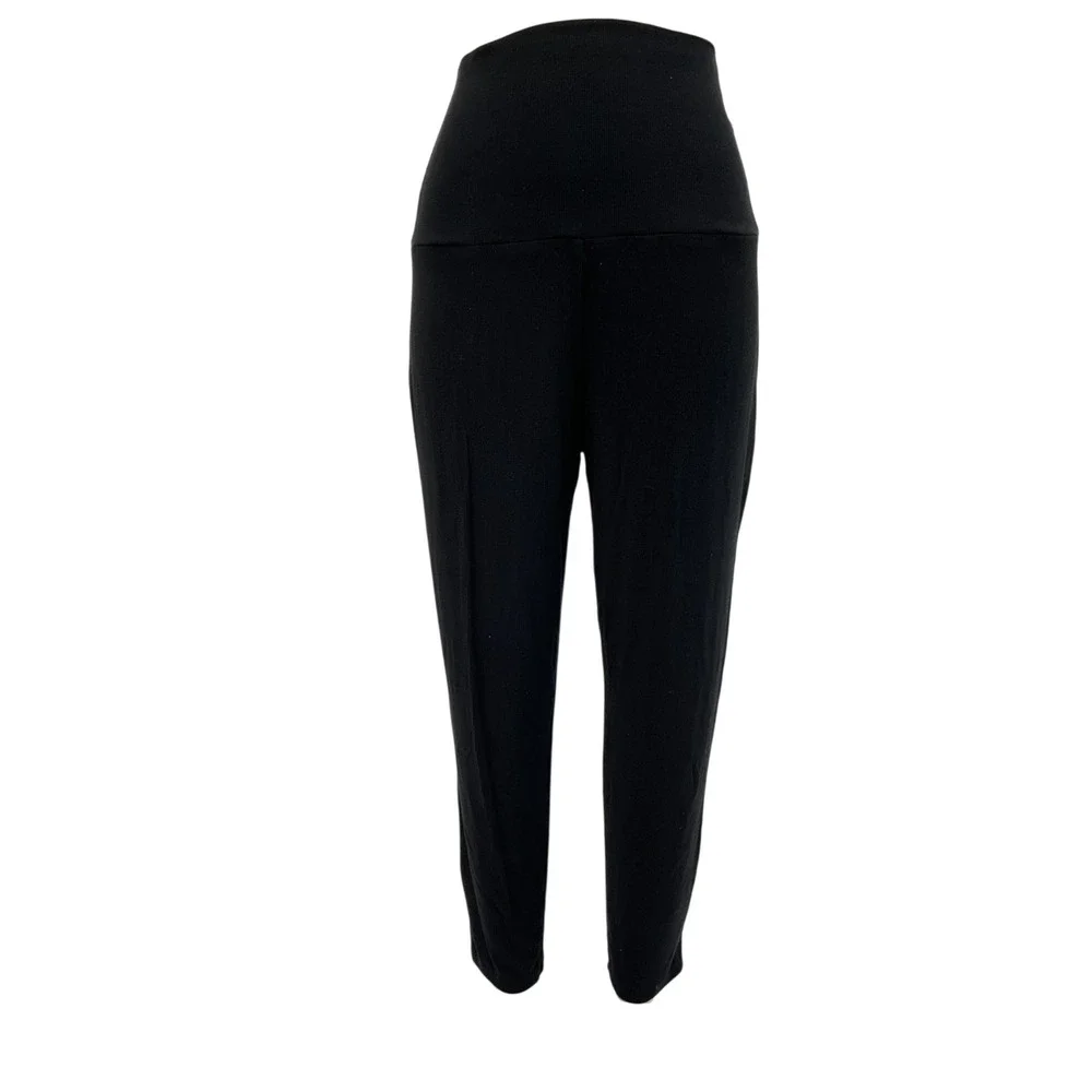Hatch Ribbed Black Over Under Lounge Pants Size 2 - Picture 2 of 6
